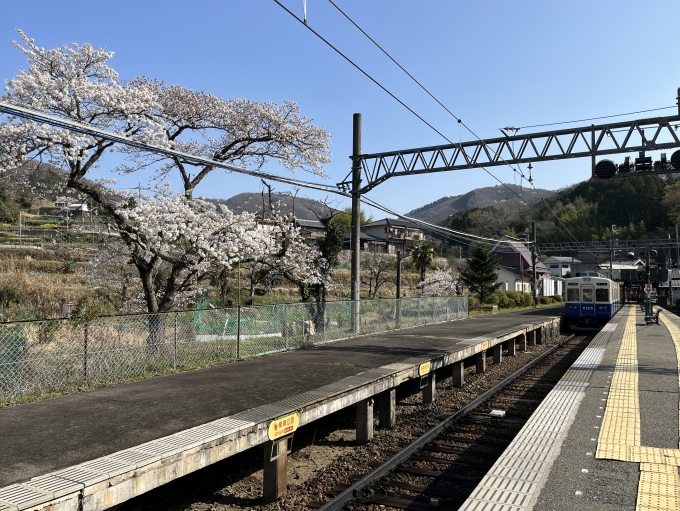 鉄道乗車記録の写真:乗車した列車(外観)(5)        「妙見口駅到着。」