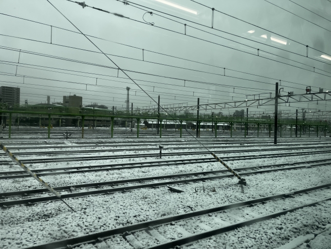 鉄道乗車記録の写真:車窓・風景(25)        「線路等にも白い雪❄️が」