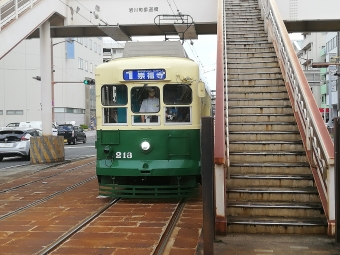 浦上駅前停留場から五島町停留場の乗車記録(乗りつぶし)写真