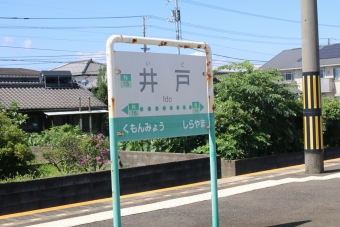 井戸駅 写真:駅名看板