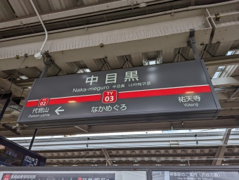 中目黒駅 写真:駅名看板