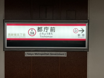 都庁前(都庁前-新宿西口) 写真:駅名看板