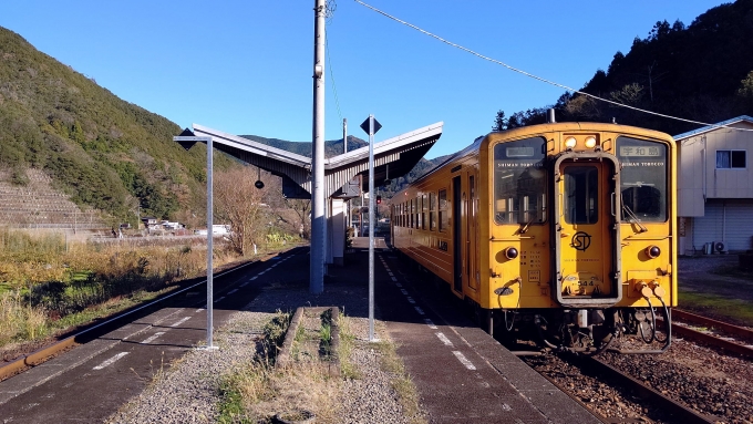 鉄道乗車記録の写真:乗車した列車(外観)(4)     「JR予土線 江川崎駅
トイレタイム！」