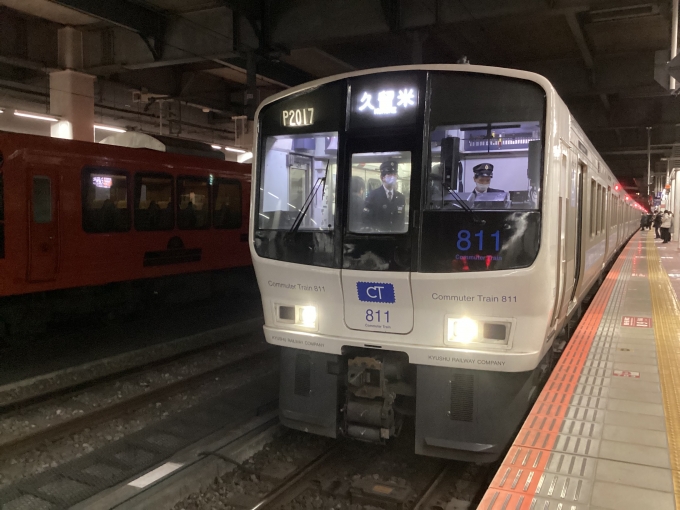 鉄道乗車記録の写真:乗車した列車(外観)(1)        「19:03区快久留米(5番乗り場)」