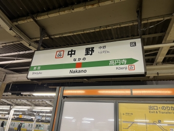 中野駅から高尾駅の乗車記録(乗りつぶし)写真