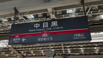 中目黒駅から祐天寺駅の乗車記録(乗りつぶし)写真