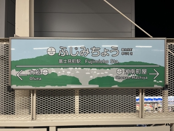 富士見町駅 写真:駅名看板