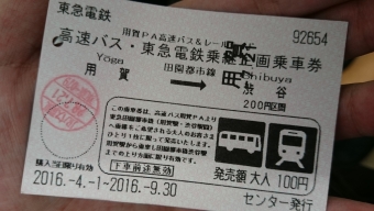 用賀駅から渋谷駅の乗車記録(乗りつぶし)写真