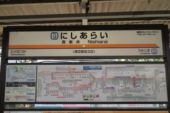 西新井駅 写真:駅名看板