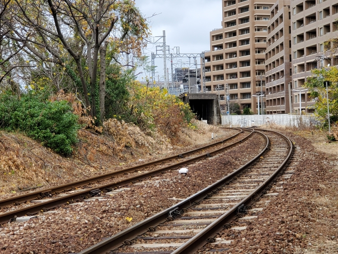 鉄道乗車記録の写真:駅舎・駅施設、様子(2)        「香椎線は和白駅の西戸崎方で西鉄貝塚線をアンダーパスする。」