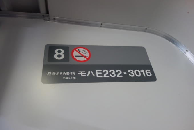 鉄道乗車記録の写真:車両銘板(2)     「上野東京ラインE233系の車両名版です。」