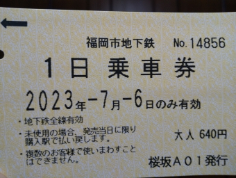 桜坂駅から博多駅の乗車記録(乗りつぶし)写真