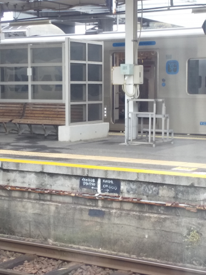 鉄道乗車記録の写真:駅舎・駅施設、様子(2)        「手書きのキロポスト！」