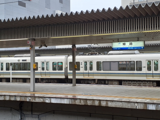 鉄道乗車記録の写真:列車・車両の様子(未乗車)(5)        「姫路駅には3月16日のダイヤ改正をもって本線運用から離脱し播但線専属状態となっている網干所属の221系が回送幕で停車中。」