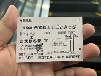 中目黒駅から渋谷駅の乗車記録(乗りつぶし)写真