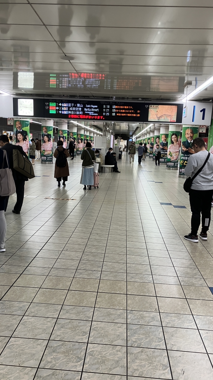 鉄道乗車記録の写真:駅舎・駅施設、様子(4)        「京急空港線羽田空港第1・第2ターミナル駅のホームの様子。
当時は次々発の電車までエアポート急行であった。
後で調べたところ、快特の初電が9:29発京成高砂行き、エアポート快特の初電が9:41発成田空港行きのようであった。特急は10:07発印旛日本医大行きが初電で、普通は23:57発京急蒲田行きまでないようである。」