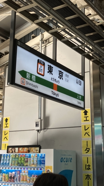 上野駅から東京駅(上野東京ライン経由)の乗車記録(乗りつぶし)写真