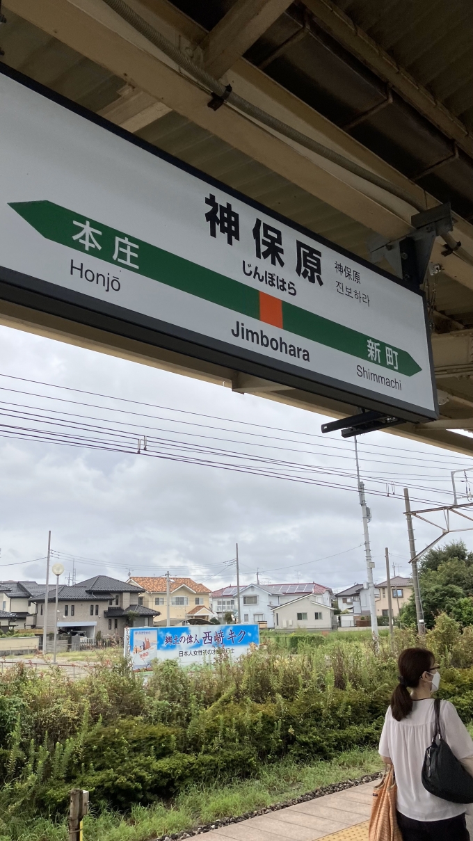 鉄道乗車記録の写真:駅名看板(5)        「神保原駅2・3番線ホームの駅名標。」