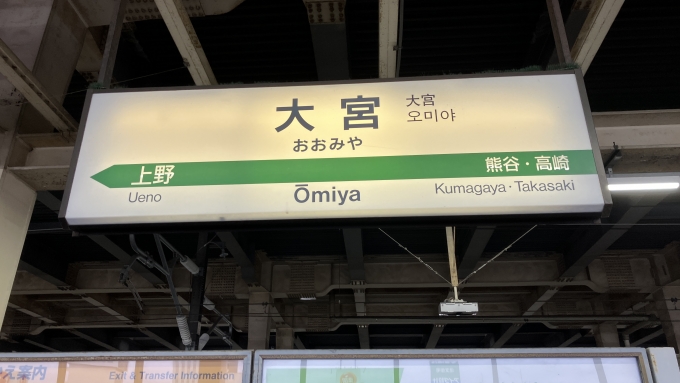 鉄道乗車記録の写真:駅名看板(2)        「大宮駅新幹線ホーム、15番線側の駅名標。」