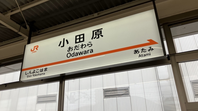 鉄道乗車記録の写真:駅名看板(10)        「別に買った入場券で小田原駅の改札内にいたときに、新幹線ホームで撮影した駅名標。」