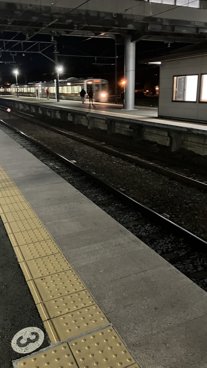 鉄道乗車記録の写真:列車・車両の様子(未乗車)(1)          「乗車した列車の到着直前に、対向列車である普通高崎行き(468M)の列車が入ってきた。
なお、国定駅は2面3線の構造になっているが、2番線は定期列車では使われていないようだ。」