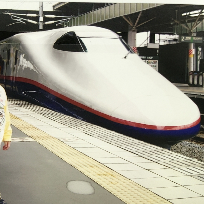 鉄道乗車記録の写真:乗車した列車(外観)(1)        「軽井沢駅下車後に、父親に撮影してもらったと思われる。
自分と弟が写っていたので、その部分を切り取っている。」