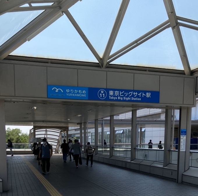 鉄道乗車記録の写真:駅名看板(2)        「ゆりかもめ、東京ビッグサイト駅入り口の看板。」