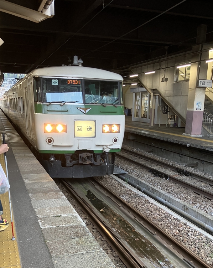 鉄道乗車記録の写真:乗車した列車(外観)(1)     「越後湯沢駅2番線に入線する185系列車。回送列車として入ってきた。
※諸事情により、写真の順番を入れ替えている。」