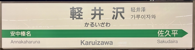 鉄道乗車記録の写真:駅名看板(2)        「軽井沢の駅名標
新幹線なのでシンプル。」