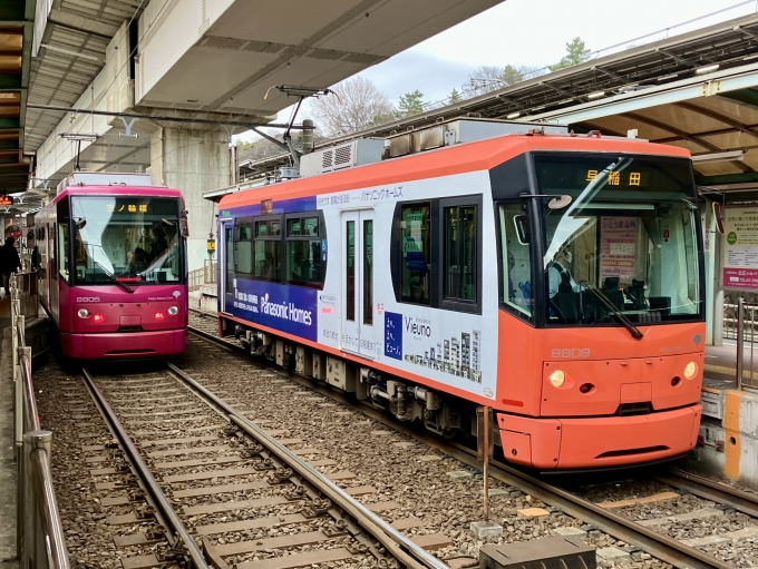 鉄道乗車記録の写真:乗車した列車(外観)(1)        「8805の後面
オレンジ色の8809との離合」