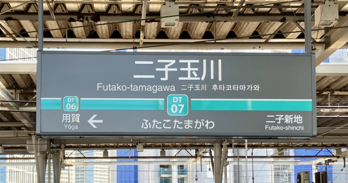 鉄道乗車記録の写真:駅名看板(1)        「二子玉川 の駅名標」