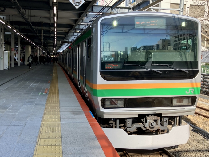 鉄道乗車記録の写真:乗車した列車(外観)(1)        「K-25(クハE230-8066) の前面
幕切れしているが 1579E 東海道線直通 の幕」