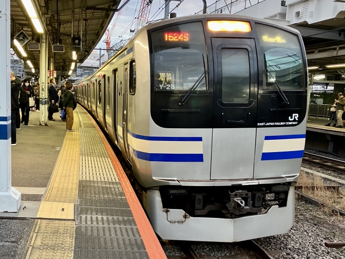 鉄道乗車記録の写真:乗車した列車(外観)(1)          「Y-23(クハE217-23) の前面
1624S 横須賀線-総武線 の幕」