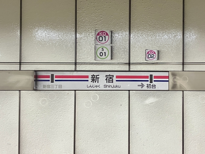 鉄道乗車記録の写真:駅名看板(4)        「新宿 の駅名標」