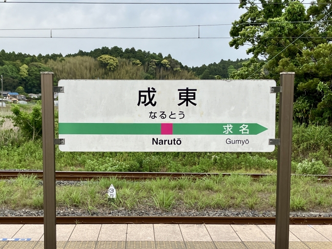 鉄道乗車記録の写真:駅名看板(5)        「成東 の駅名標」