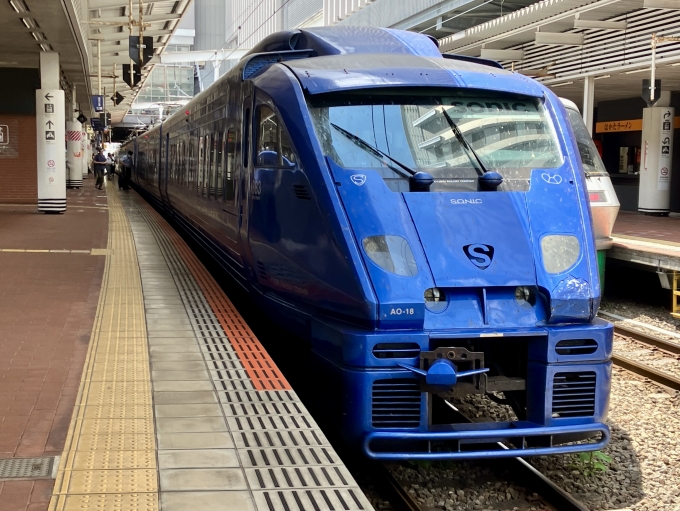 鉄道乗車記録の写真:乗車した列車(外観)(1)          「AO-18(クモハ883-8) の前面」