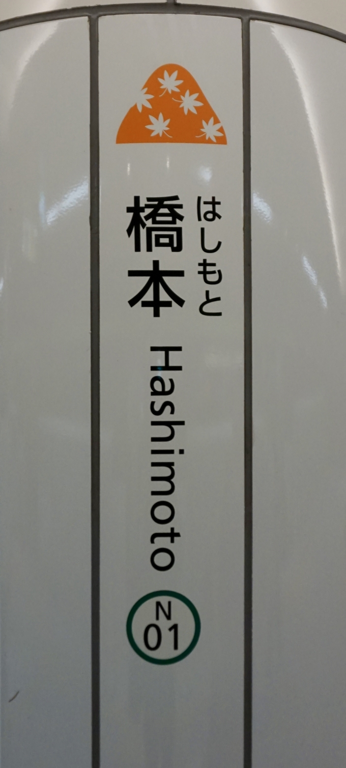 鉄道乗車記録の写真:駅名看板(3)        「橋本 の駅名標」