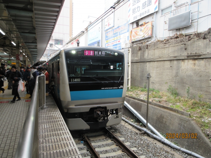 鉄道乗車記録の写真:乗車した列車(外観)(1)        「155編成の快速南浦和行きに乗車。」