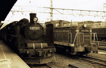 国鉄C57形蒸気機関車 C57-127 DD11-100 鉄道フォト・写真 by norikadさん 和田山駅：1970年01月11日00時ごろ