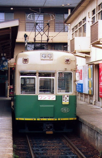京福電気鉄道モボ101形電車 101 鉄道フォト・写真 by norikadさん 嵐山駅 (京福)：1987年06月14日00時ごろ