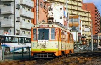 伊予鉄道モハ50形電車 52 鉄道フォト・写真 by norikadさん 古町駅：1997年12月28日00時ごろ