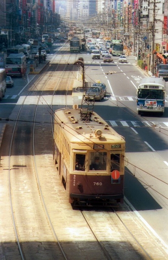 広島電鉄 760 鉄道フォト・写真 by norikadさん 胡町停留場：1990年03月27日00時ごろ