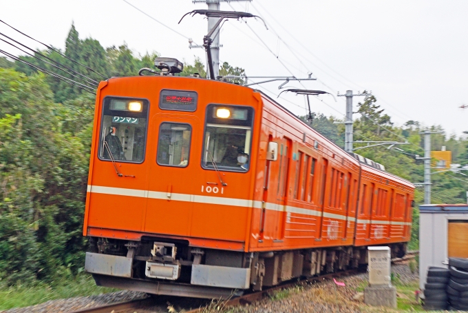 一畑電車1000系電車 1001 津ノ森駅 鉄道フォト・写真 by ちゃぽんさん
