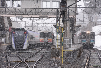 JR東日本E353系電車 あずさ(特急) 鉄道フォト・写真 by おなだいさん 南小谷駅：2019年03月17日11時ごろ
