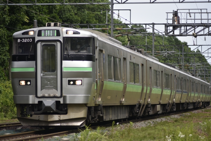 鉄道フォト・写真：JR北海道733系電車  クハ733-3203 東１号踏切 鉄道フォト・写真 by mr.golfさん - 撮影日 2024/06/30 14:10