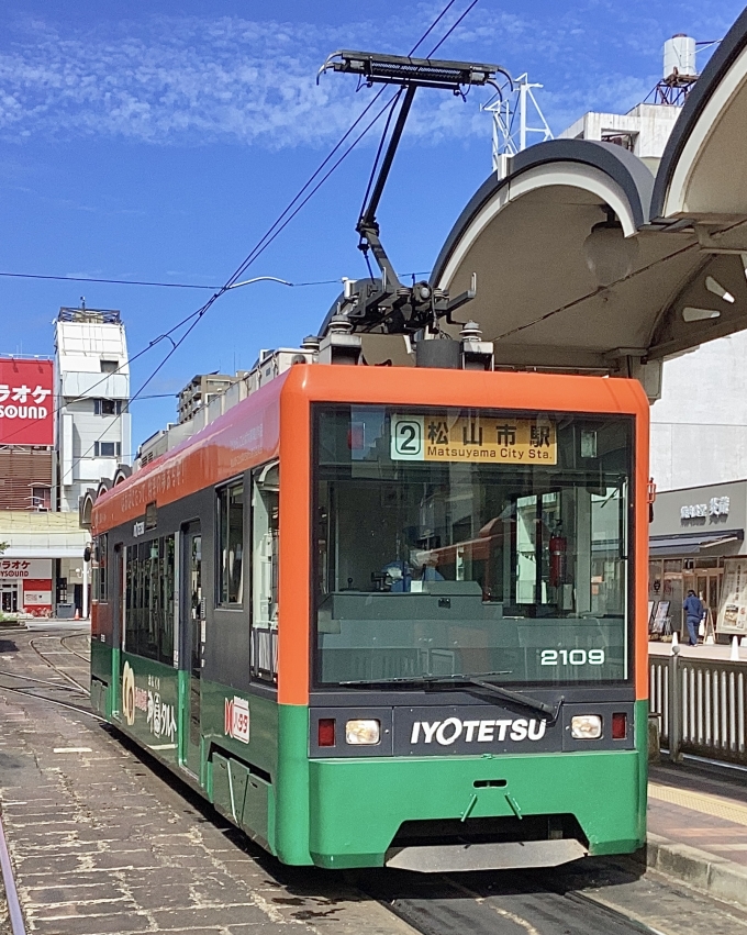 鉄道フォト・写真：伊予鉄道モハ2100形電車 2109 松山市駅前停留場 鉄道フォト・写真 by てばどめさん - 撮影日 2023/08/29 09:41