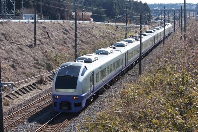 鉄道フォト・写真：JR東日本E653系電車 フレッシュひたち クハE653-8 友部駅 鉄道フォト・写真 by フレッシュマリオさん - 撮影日 2012/02/20 13:36