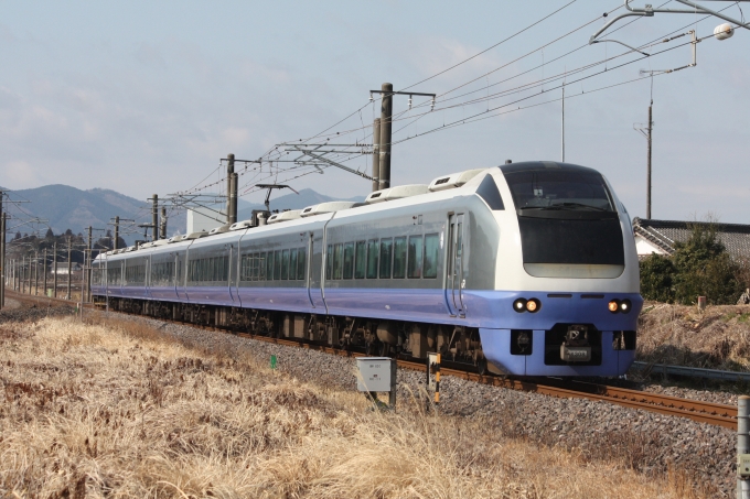 鉄道フォト・写真：JR東日本E653系電車 フレッシュひたち クハE653-8 友部駅 鉄道フォト・写真 by フレッシュマリオさん - 撮影日 2012/03/03 09:48