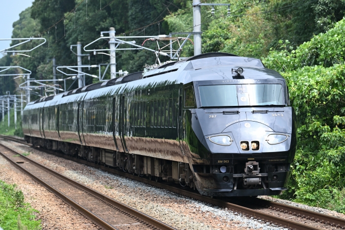 鉄道フォト・写真：JR九州787系電車 クモロ787-363 天拝山駅 鉄道フォト・写真 by ポン太さん - 撮影日 2022/08/22 11:17