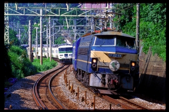 JR西日本 国鉄EF66形電気機関車 はやぶさ(特急) EF66 48 鉄道フォト・写真 by 丹波篠山さん 根府川駅：1997年08月23日00時ごろ